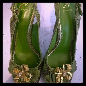 J Vincent Snakeskin Slingback pumps
